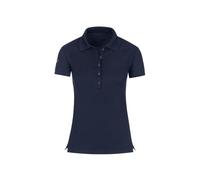 Poloshirt TRIGEMA "TRIGEMA Poloshirt mit Kristallsteinen", Damen, Gr. XL, blau (navy), 94% Baumwolle, 6% Elasthan, Basic, Shirts (50836136-XL) navy