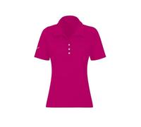 Poloshirt TRIGEMA "TRIGEMA Poloshirt aus Baumwolle mit Kristallsteinen", Damen, Gr. L, pink (magenta), Single Jersey, 100% Baumwolle, Basic, lang, ohne Ausschnitt, Shirts (83480402-L) magenta