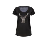Trigema Damen Hirsch T-Shirt , Schwarz (Schwarz 008), M