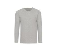 Longsleeve TRIGEMA "TRIGEMA Langarmshirt", Damen, Gr. L, grau (grau, melange), Feinstrick, 95% Baumwolle, 5% Elastan, Basic, lang, Rundhals, Shirts (035924-L) grau, melange