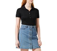 Poloshirt TRIGEMA "TRIGEMA Poloshirt mit Kristallsteinen", Damen, Gr. L, schwarz, 94% Baumwolle, 6% Elastan, Basic, Kurzarm, Shirts (15471752-L) schwarz