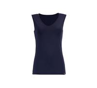 Tanktop TRIGEMA "TRIGEMA Trägershirt aus Viskose", Damen, Gr. L, blau (navy), Single Jersey, 94% Viskose, 6% Elastan, Basic, lang, V-Ausschnitt, Tops Tanktop (318401-L) navy