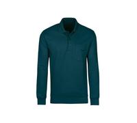 Trigema Herren Langarm Polo aus Sweat-Qualität,Saphir,M