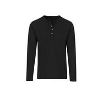 Longsleeve TRIGEMA "TRIGEMA Langarmshirt mit Knopfleiste" Gr. XXL, schwarz, Herren, 100% Baumwolle, Shirts (74720863-XXL) schwarz