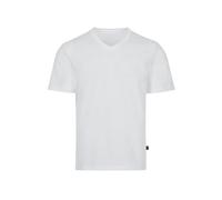 T-Shirt TRIGEMA "TRIGEMA V-Shirt DELUXE Baumwolle", Herren, Gr. M, weiß, Single Jersey, 100% Baumwolle, Basic, lang, V-Ausschnitt, Shirts T-Shirt (41595002-M) weiß