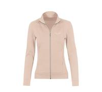 Sweatjacke TRIGEMA "TRIGEMA Jacke veredelt mit Kristallsteinen", Damen, Gr. L, sand, melange, 95% Baumwolle, 5% Elasthan, Sweatjacken Sweatjacke (26330943-L) sand, melange