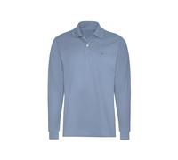 Poloshirt TRIGEMA "TRIGEMA Langarm Poloshirt mit Armbündchen", Herren, Gr. XXXL, blau (horizont), 100% Baumwolle, Basic, Langarm, Shirts (74384557-XXXL) horizont