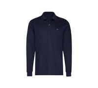Poloshirt TRIGEMA "TRIGEMA Langarm Poloshirt mit Armbündchen", Herren, Gr. L, blau (navy), 100% Baumwolle, Basic, Langarm, Shirts (10785248-L) navy