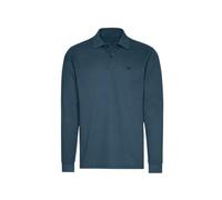 Poloshirt TRIGEMA "TRIGEMA Langarm Poloshirt mit Armbündchen", Herren, Gr. L, blau (jeans, melange), 100% Baumwolle, Basic, Langarm, Shirts (18656113-L) jeans, melange