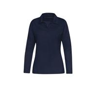 Poloshirt TRIGEMA "TRIGEMA Langarm Poloshirt ohne Knopfleiste", Damen, Gr. 3XL, blau (navy), 100% Baumwolle, Basic, Shirts (27140303-XXXL) navy