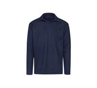 Poloshirt TRIGEMA "TRIGEMA Langarm Poloshirt ohne Knopfleiste in Waffeloptik", Herren, Gr. M, blau (navy), 100% Baumwolle, Basic, Shirts (72768612-M) navy