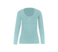 Longsleeve TRIGEMA "TRIGEMA Langarmshirt mit Kristallsteinen", Damen, Gr. XXL, blau (gletscher), 95% Baumwolle, 5% Elasthan, Basic, Shirts (29317123-XXL) gletscher