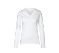 T-Shirt TRIGEMA "TRIGEMA Langarmshirt mit V-Ausschnitt", Damen, Gr. L, weiß, 95% Baumwolle, 5% Elasthan, Shirts T-Shirt (74803314-L) weiß