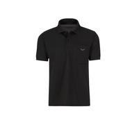 Poloshirt TRIGEMA "TRIGEMA Polohemd mit Brusttasche", Herren, Gr. M, schwarz, Piqué, 100% Baumwolle, Basic, normal, ohne Ausschnitt, Shirts (22219810-M) schwarz