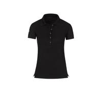 Poloshirt TRIGEMA "TRIGEMA Poloshirt mit Kristallsteinen", Damen, Gr. S, schwarz, Piqué, 94% Baumwolle, 6% Elastan, Basic, lang, ohne Ausschnitt, Shirts (15471752-S) schwarz