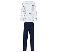 Schlafanzug TRIGEMA "TRIGEMA Pyjama mit Safari-Print", Damen, Gr. L, weiß, 100% Baumwolle, Homewear-Sets Schlafanzug (59383817-L) weiß