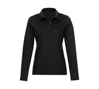 TRIGEMA Regular Fit Damen Longsleeve Poloshirt schwarz, Einfarbig