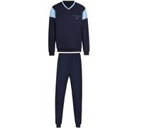 Schlafanzug TRIGEMA "TRIGEMA Schlafanzug in modischem Design", Herren, Gr. M, blau (navy), 100% Baumwolle, Basic, Homewear-Sets (22799200-M) navy