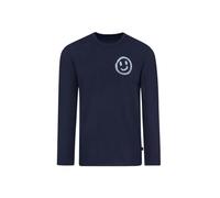 Schlafanzug TRIGEMA "TRIGEMA Schlafanzug Oberteil Langarm mit Smiley-Print", Herren, Gr. M, blau (navy), 100% Baumwolle, Homewear-Sets Schlafanzug (82379727-M) navy