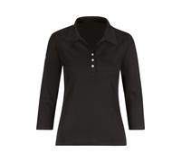 TRIGEMA Slim Fit Damen Longsleeve Poloshirt schwarz, Einfarbig