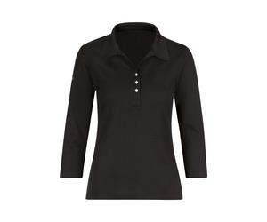 TRIGEMA Slim Fit Damen Longsleeve Poloshirt schwarz, Einfarbig