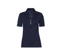 Poloshirt TRIGEMA "TRIGEMA Slim Fit Poloshirt mit Kristallsteinen", Damen, Gr. XL, blau (navy), Piqué, 94% Baumwolle, 6% Elastan, Basic, lang, ohne Ausschnitt, Shirts (68211336-XL) navy