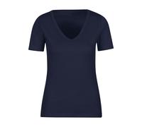 TRIGEMA Slim Fit T-Shirt V-Ausschnitt dunkelblau, Einfarbig
