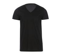 TRIGEMA Slim Fit T-Shirt V-Ausschnitt schwarz, Einfarbig