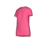 Poloshirt TRIGEMA "TRIGEMA Sportshirt in Melange-Optik", Damen, Gr. M, rosa (flamingo), Stoff, 90% Polyester, 10% Elastan, lang, V-Ausschnitt, Shirts (74171814-M) flamingo