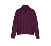 Poloshirt TRIGEMA "TRIGEMA Sweatshirt mit Kragen und V-Ausschnitt", Damen, Gr. XL, aubergine, 55% Polyester, 45% Baumwolle, Basic, Shirts (88374725-XL) aubergine