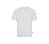 T-Shirt TRIGEMA "TRIGEMA T-Shirt mit Knopfleiste DELUXE Baumwolle", Herren, Gr. L, weiß, 100% Baumwolle, Shirts T-Shirt (33486144-L) weiß