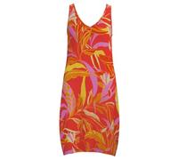 Jerseykleid TRIGEMA "TRIGEMA Trägerkleid mit Allover-Muster "Aloha", Damen, Gr. L, Normalgrößen, bunt (koralle), Jersey, 94% Viskose, 6% Elasthan, Kleider Jerseykleid (66140569-L) koralle