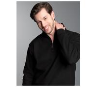 Sweatshirt TRIGEMA "TRIGEMA Troyer in Waffeloptik", Herren, Gr. L, schwarz, Piqué, 100% Baumwolle, Basic, Sweatshirts Sweatshirt (89132829-L) schwarz