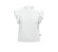 T-Shirt TRIGEMA "TRIGEMA Volant Shirt", Damen, Gr. S, weiß, Single Jersey, 100% Baumwolle, Basic, Rundhals, Shirts T-Shirt (20524731-S) weiß