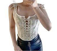 TRIGLICOLEUM Angebote des Tages Heute Corset Top Damen Bauchweg Korsage Mittelalter Bauchweg Corsage Top Bustier mit Schnürung Bandeau Shapewear Gericht Korsage Top Weste Festlich Oberteil Body