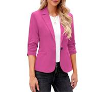 TRIGLICOLEUM Blazer Damen Business Anzug Open Front Jacke Elegant Einfarbig Anzugjacke Sportlich Kurzblazer Reverskragen Jackett Langarm Strickjacke Arbeitsjacke Büro Sakko Tailliert Blazerjacke