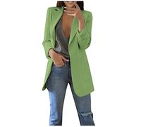 TRIGLICOLEUM Blazer Damen Elegant Business Langarm Anzug Großen Größen Einfarbige Übergangsjacke Ohne Verschluss Cardigan Herbst Winter Jacke Anzugjacke Für Büro Sportlicher Longblazer S-5XL,Grün,XXL