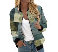 TRIGLICOLEUM Bomberjacke für Damen Leichte Fliegerjacke Bomber Jacket Blouson Jacke Stehkragen Kurzjacke Kurze Übergangsjacke Sportlich Pilotenjacke mit Reißverschluss Herbst Winter Übergangsmantel