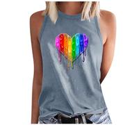 TRIGLICOLEUM Gutschein Regenbogen Tank Top Damen Bunt Liebe Herz Drucken Tshirt Ärmellos Weste Sommer Tanktop Sexy Trägertop Tanktops Alltäglich Tanktops T-Shirt Oberteile Basic Shirt Strand Westen