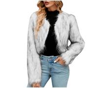 TRIGLICOLEUM Pelzmantel Damen Modische Einfarbig Kurz Kunstpelze Jacke Kunstfell Mantel Kuschelig Fellmantel Dicke Warme Winterjacke Winter Pelzjacke Langarm Wintermantel Felljacke Übergangsjacke