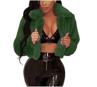 TRIGLICOLEUM Pelzmantel Damen Modische Einfarbig Kurz Kunstpelze Jacke Kunstfell Mantel Kuschelig Fellmantel Dicke Warme Winterjacke Winter Pelzjacke Langarm Wintermantel Felljacke Übergangsjacke