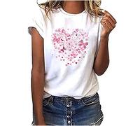 TRIGLICOLEUM Tshirt Damen Weißes T Shirt Blusen & Tuniken für Sommerlich Kurzarm T-Shirt Oberteile Bluse mit Aufdruck Bunte Blumen Party Rundhals Tee Tops Pullover Tunika Hemden