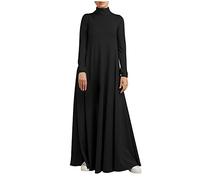 TRIGLICOLEUM Winterkleid Damen Vintage Einfarbige Maxikleid Lose Baggy Kaftan Langarm V-Ausschnitt Pulloverkleid Warme Baumwolle Langes Kleid Freizeitkleid Tägliches Urlaubskleid Große Größen 5XL