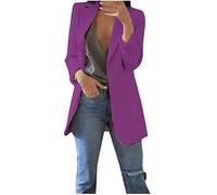 TRIGLIKOLEUM Blazer Damen Elegant Business Langarm Anzug Großen Größen Einfarbige Übergangsjacke Ohne Verschluss Cardigan Herbst Winter Jacke Anzugjacke Für Büro Sportlicher Longblazer S-5XL