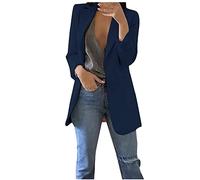 TRIGLIKOLEUM Blazer Damen Elegant Business Langarm Anzug Großen Größen Einfarbige Übergangsjacke Ohne Verschluss Cardigan Herbst Winter Jacke Anzugjacke Für Büro Sportlicher Longblazer S-5XL