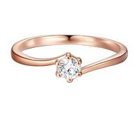 Trilani Damen-Ring Verlobungsring Sterling Silber in Roségold-Farben mit Zirkonia weiß in Brilliant-Schliff - Solitär-Ring mit Stein Trauring für Hochzeit rosévergoldet