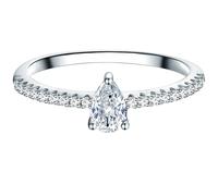 Trilani Damen Solitärring aus 925/- Sterling Silber mit Zirkonia im Brillantschliff Tropfenförmig Verlobungsring Antragsring