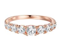 Trilani Damen-Ring Verlobungsring Sterling Silber rosévergoldet mit Zirkonia weiß in Brilliant-Schliff - Memoire-Ring mit Stein Trauring für Hochzeit
