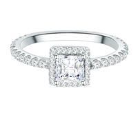 Trilani Damen Verlobungsring 925/- Sterling Silber mit Zirkonia im Brilliantschliff Solitärring Eckig Antragsring