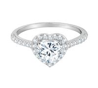 Trilani Damen Ring aus 925/- Sterling Silber rhodiniert mit Zirkonia weiß Diamantschliff Solitärring Herz